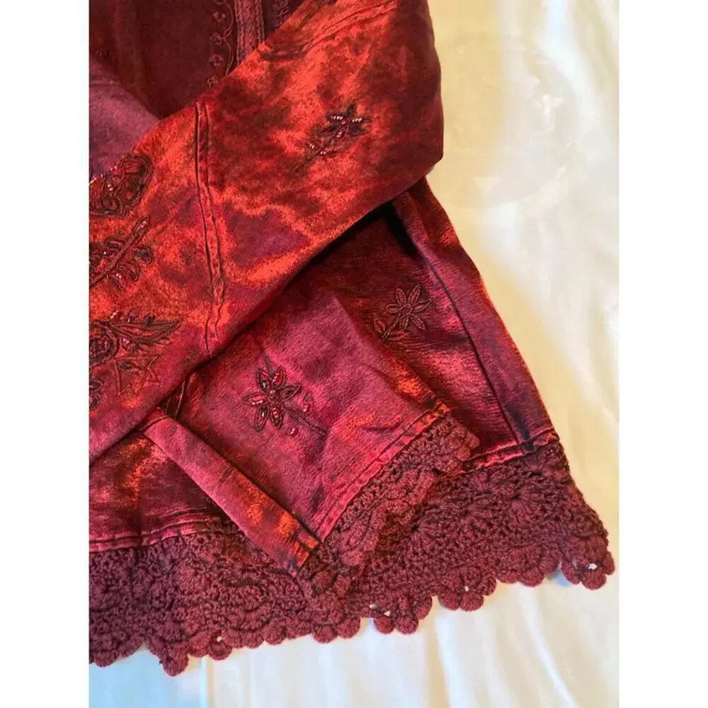 Vintage Flashback Jacket embroidery beads lace mid-weight unlined women's Large - Picture 5 of 12